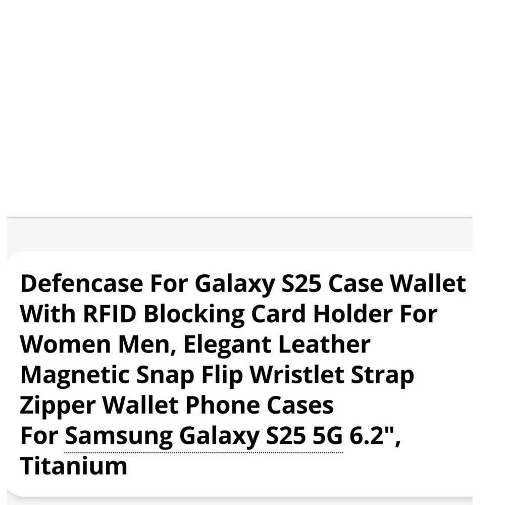 Defencase Galaxy S25 Case‎ Wallet Card Holder Titanium Leather Wristlet Zipper